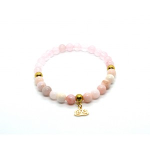 Bracelet pierres opale rose et quartz rose